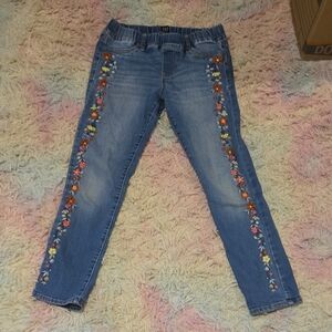 Floral Embroidered Blue Jeans